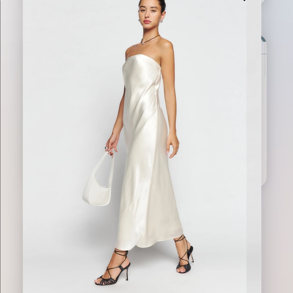 Reformation White Joana Silk Dress Small 🤍